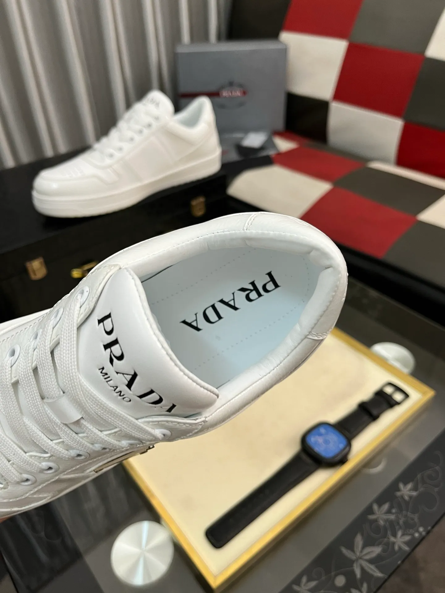 Men's shoes 💰560⌚️⌚️【PRADA】Prada - high-end quality original order 🔍🔍🔍 casual sports shoes - upper: 🔝 Nappa calfskin, brand high satin hollow canvas, shoe body sewn brand metal fasteners, tongue injection molded brand logo - lining: water-dyed cowhide - outsole: ultra-light TPU foam rubber; two-color molded outsole -Ultra-high quality control and fine workmanship: highlighted (high-end, extravagance, and class) -Size: 38-444️⃣colors available